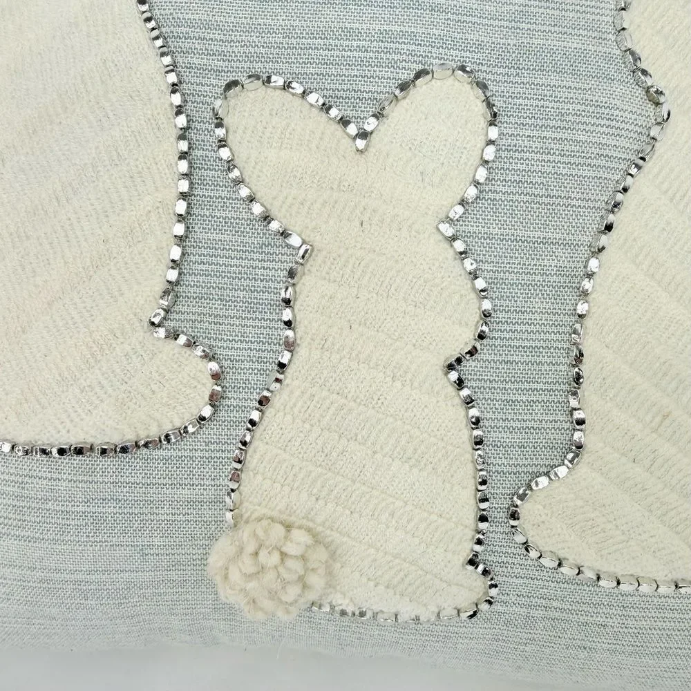Spring Gatherings Three Bunny Light Blue Textured Seasonal Easter Accent Pillow